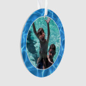 夏のおもしろいを祖父母の家族の写真 オーナメント (正面)