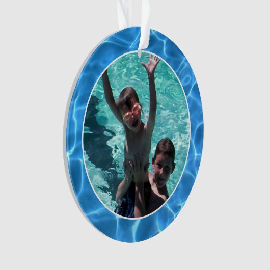 夏のおもしろいを祖父母の家族の写真 オーナメント (正面)