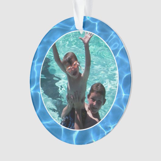 夏のおもしろいを祖父母の家族の写真 オーナメント (正面)