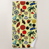 夏のおもしろいイエロービーチタオル ビーチタオル (正面)