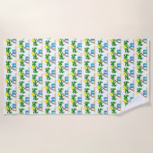 夏のおもしろいキッズヤシの木とフリップフロップ ビーチタオル (正面)