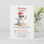 夏のおもしろいクリスマス7月の雪だるまサングラス 招待状 (スタンド正面)