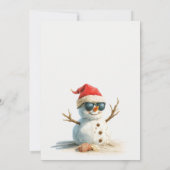 夏のおもしろいクリスマス7月の雪だるまサングラス 招待状 (裏面)