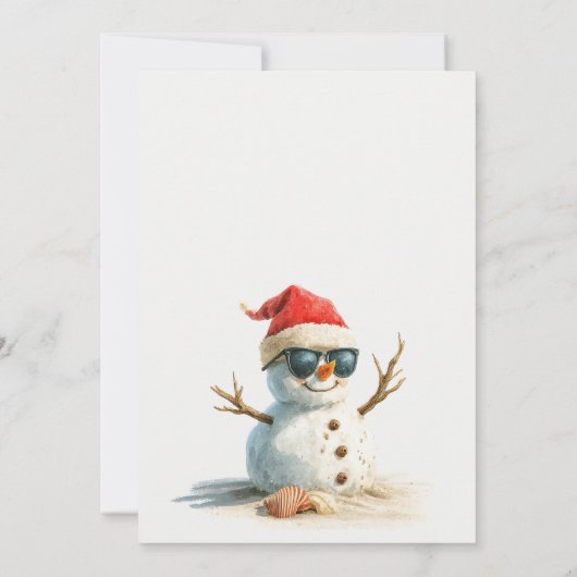 夏のおもしろいクリスマス7月の雪だるまサングラス 招待状 (裏面)