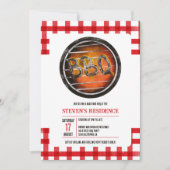 夏のおもしろいバックヤードbbqグリルギンガム 招待状 (正面)