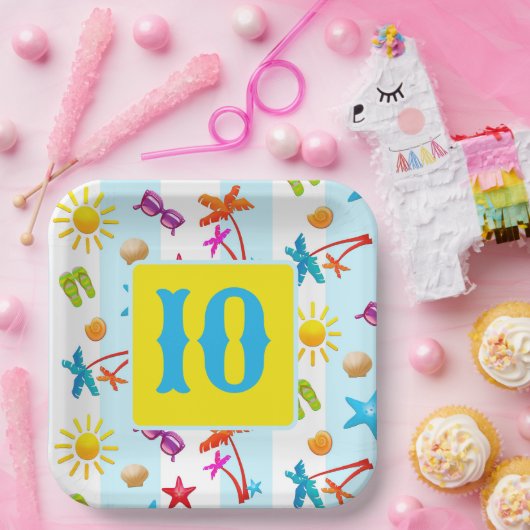 夏のおもしろいパターンキッズパーティー紙プレート ペーパープレート (パーティー)