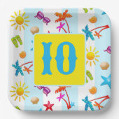 夏のおもしろいパターンキッズパーティー紙プレート ペーパープレート (正面)