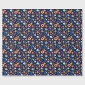 夏のおもしろいパターン青 ラッピングペーパー (フラット)