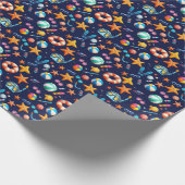 夏のおもしろいパターン青 ラッピングペーパー (角)