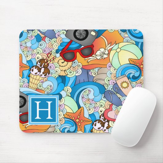 夏のおもしろいパターン|はあなたのイニシャルを加えます マウスパッド (マウス)