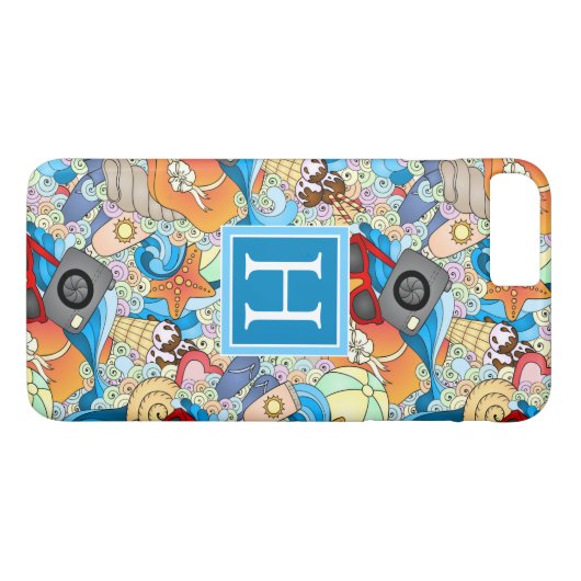 夏のおもしろいパターン|はあなたのイニシャルを加えます Case-Mate iPhoneケース (裏面(横))