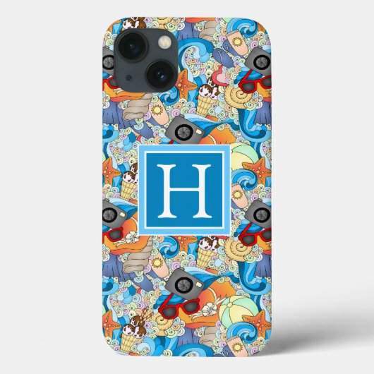 夏のおもしろいパターン|はあなたのイニシャルを加えます Case-Mate iPhoneケース (裏面)