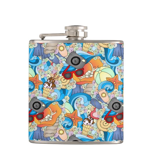 夏のおもしろいパターン フラスク (正面)