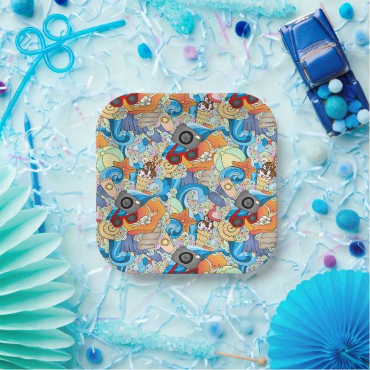 夏のおもしろいパターン ペーパープレート (パーティー)