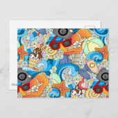 夏のおもしろいパターン ポストカード (正面/裏面)