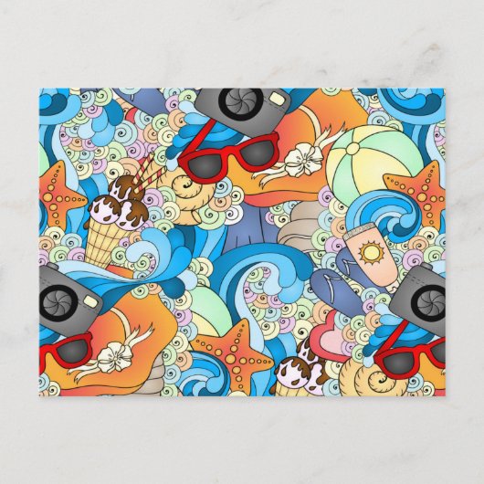 夏のおもしろいパターン ポストカード (正面)