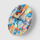 夏のおもしろいパターン ラウンド壁時計 (傾斜)