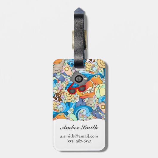 夏のおもしろいパターン ラゲッジタグ (裏面縦)