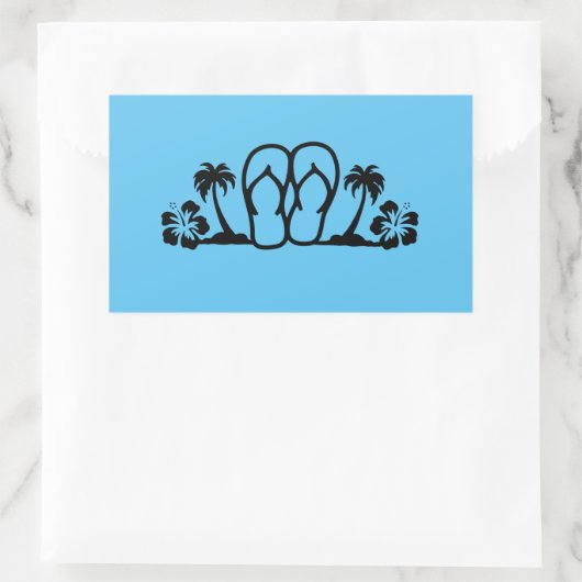 夏のおもしろいビーチサンダルヤシの木のシール 長方形シール (バッグ)