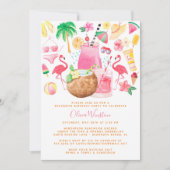 夏のおもしろいビーチ恋人バースデーパーティー 招待状 (正面)