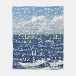 夏のおもしろいビーチ海波 フリースブランケット