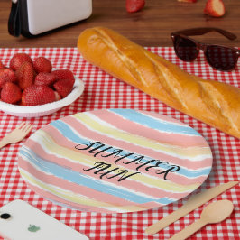 夏のおもしろいピンクイエローブルーウォーター色 ペーパープレート