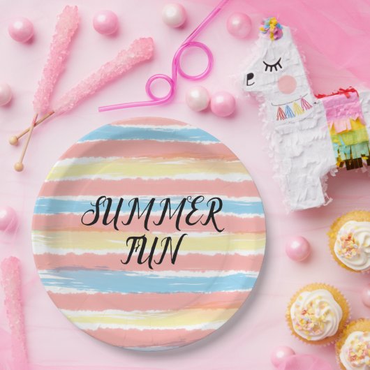 夏のおもしろいピンクイエローブルーウォーター色 ペーパープレート (パーティー)