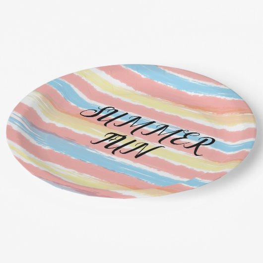 夏のおもしろいピンクイエローブルーウォーター色 ペーパープレート (アングル)