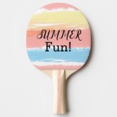 夏のおもしろいピンクブルーイエローウォーター色のストライプ 卓球ラケット (正面)