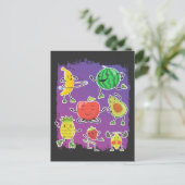 夏のおもしろいフルーツ健康な食べ物スポーツ愛好家 ポストカード (スタンド正面)