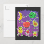 夏のおもしろいフルーツ健康な食べ物スポーツ愛好家 ポストカード (正面/裏面)