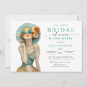 夏のおもしろいブライダルシャワーとプールパーティの招待状 招待状 (正面)