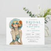 夏のおもしろいブライダルシャワーとプールパーティの招待状 招待状 (スタンド正面)
