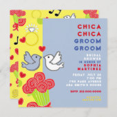 夏のおもしろいブライダルシャワー招待 招待状 (正面/裏面)