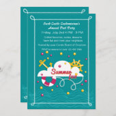 夏のおもしろいプールパーティー 招待状 (正面/裏面)