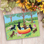 夏のおもしろいラブラドール絵画ズ ポストカード