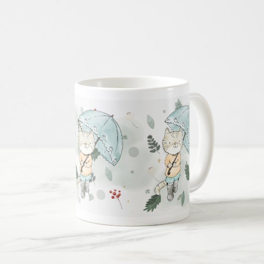 夏のおもしろい日を楽しむ猫 – かわいい動物アート コーヒーマグカップ (正面右)