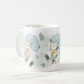 夏のおもしろい日を楽しむ猫 – かわいい動物アート コーヒーマグカップ (正面左)