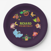 夏のおもしろい歌を着た巨大な黄色いバナナ ペーパープレート (正面)