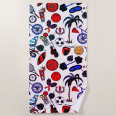 夏のおもしろい白 ビーチタオル (正面)