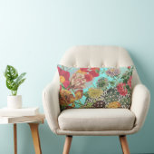 夏のおもしろい花模様 ランバークッション (椅子)