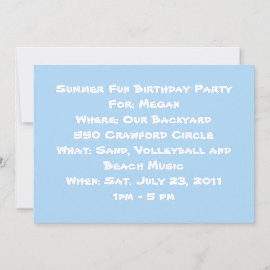 夏のおもしろい誕生会 招待状 (裏面)