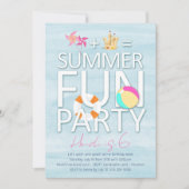 夏のおもしろい誕生日パーティーへの招待 招待状 (正面)