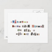 夏のおもしろい身代金ノートコラージュを持ち帰る ポストカード (正面/裏面)