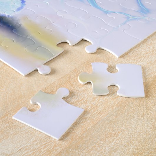 夏のおもしろい雪だるまサーファー飲み物フレッシュ – おもしろい ジグソーパズル (側面)