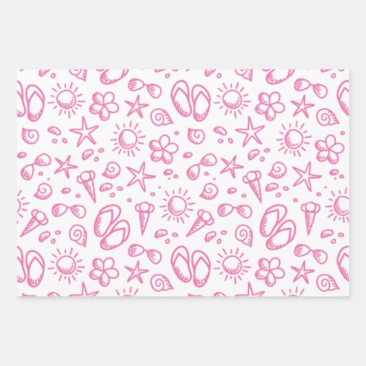 夏のおもしろい1ラッピング紙フラットシートセット3 ラッピングペーパーシート (正面3)