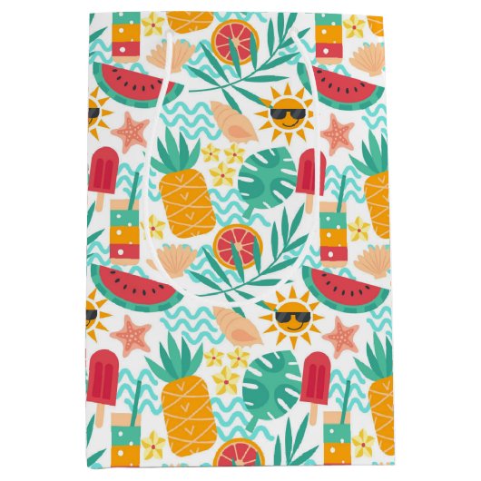 夏のおもしろい ミディアムペーパーバッグ (正面)