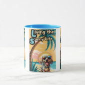 夏のおもしろい：犬のサングラススタイリッシュ マグカップ (中央)