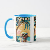 夏のおもしろい：犬のサングラススタイリッシュ マグカップ (左)