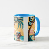 夏のおもしろい：犬のサングラススタイリッシュ マグカップ (正面右)